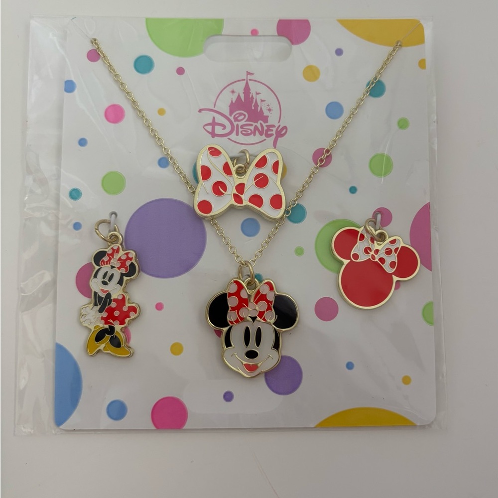 Disney Store Minnie Mouse Multiple Pendant Necklace Set NWT
